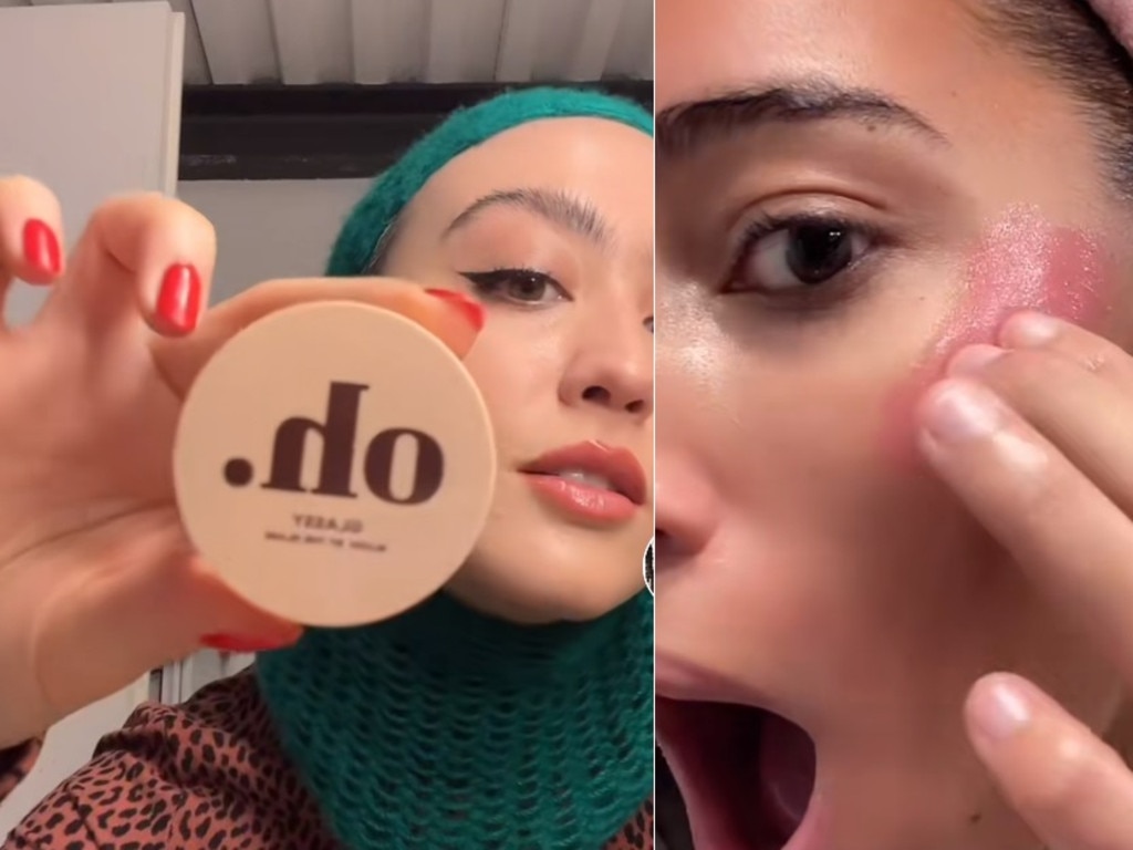 The clear blush changes colour on contact with skin, and TikTok reviewers are loving it. Credit: TikTok.