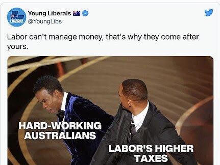 The meme shared by the Young Liberals that was taken down not long after being posted.