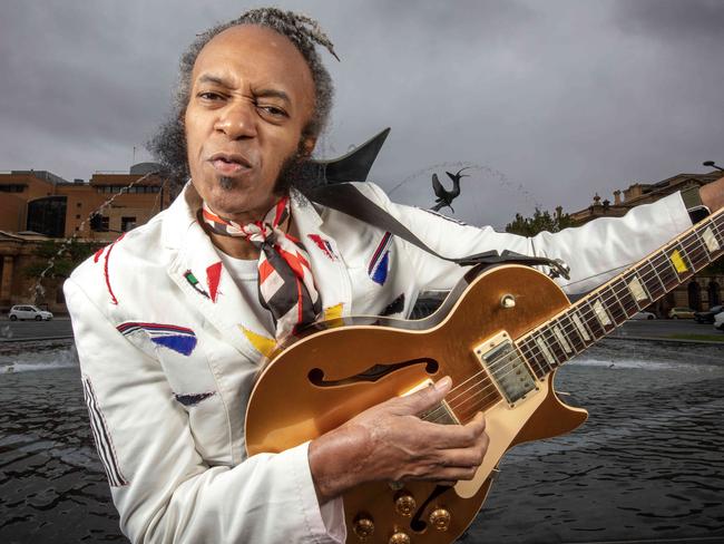 ADELAIDE, AUSTRALIA - Advertiser Photos MARCH 9, 2023: US blues performer Xavier Amin Dphrepaulezz aka Fantastic Negrito in Victoria Square for Womadelaide 2023. Picture Emma Brasier