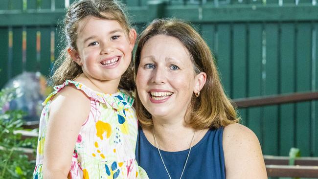 Melissa Clark with five-year-old Grace posing for a photograph in Bulimba, Saturday, February 13, 2021 - Picture: Richard Walker