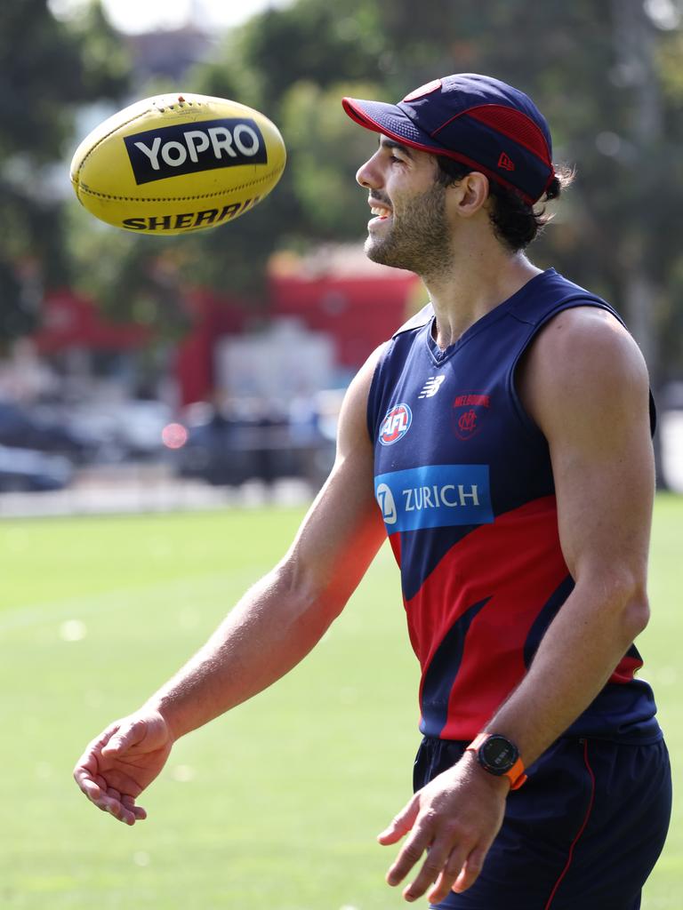 And all smiles at Melbourne training this month. Picture: David Crosling