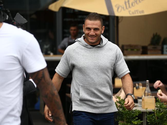 Pictured is Robbie Farah with NSW Blues team mates on a boat in Pyrmont today for a team bonding cruise in Sydney Harbour. Picture: Tim Hunter.