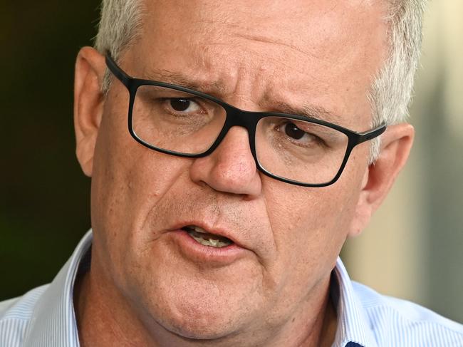 SYDNEY, AUSTRALIA - NewsWire Photos, MARCH 12, 2021: Prime Minister Scott Morrison speaks to the media during a press conference in Windsor.  Picture: NCA NewsWire / Flavio Brancaleone