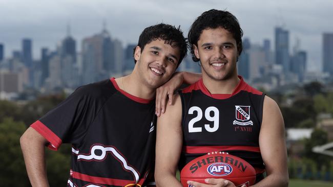 Alwyn Jr and Jayden Davey are on the cusp of becoming the first set of twins to be picked up as father-sons in this year’s draft. Picture: David Geraghty