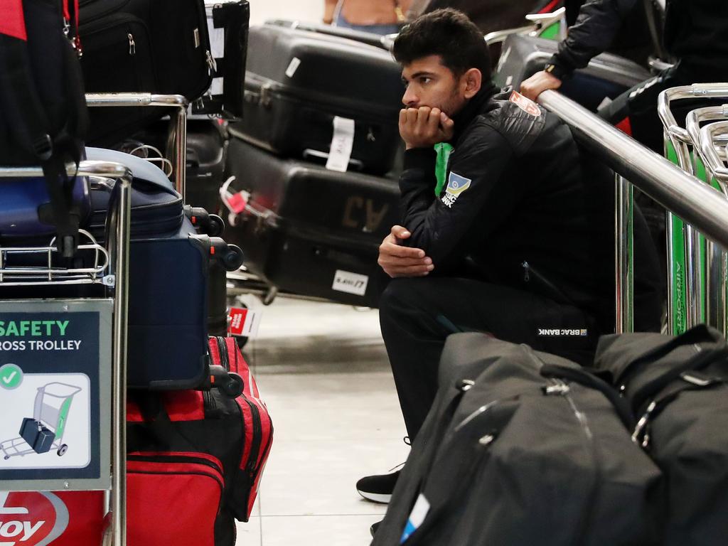 Members of the Banglebesh cricket team seen checking into Christchurch Airport ahead of their departure. Picture: AFP