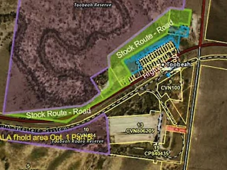 MAP OF TOOBEAH, The council has applied to the state for a grant of freehold to Council over the part of Lot 1 on SP304980 (Lot 1) shaded blue on the plan at Attachment 2.