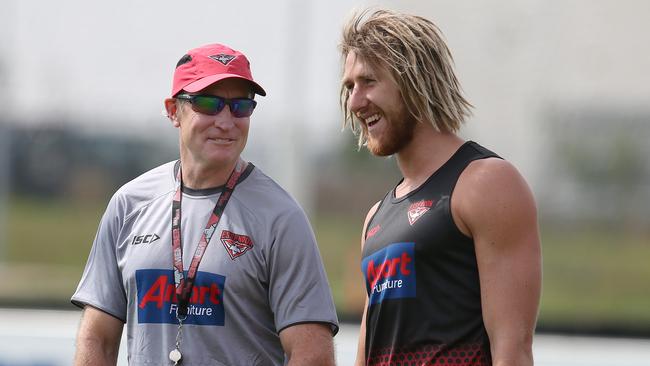 Heppell with Essendon coach John Worsfold. Picture: Michael Klein