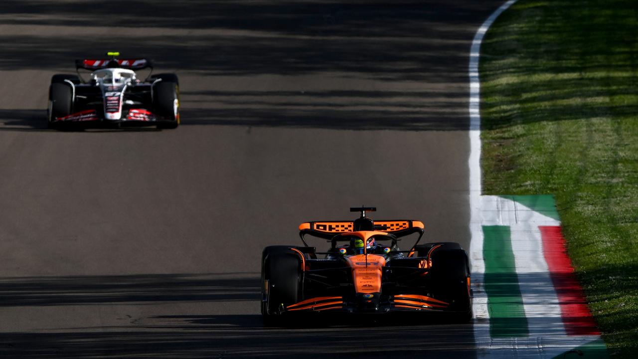 Oscar Piastri driving the (81) McLaren MCL38 Mercedes on track during practice. (Photo by Rudy Carezzevoli/Getty Images)