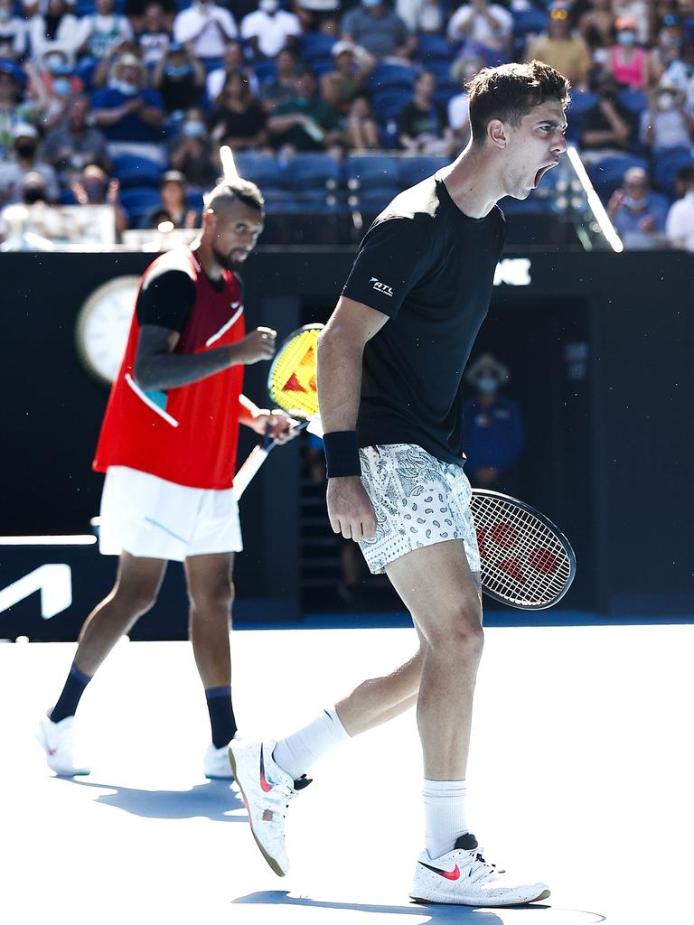 Kokkinakis and Kyrgios are through to an all-Aussie final. Picture: Darrian Traynor/Getty Images