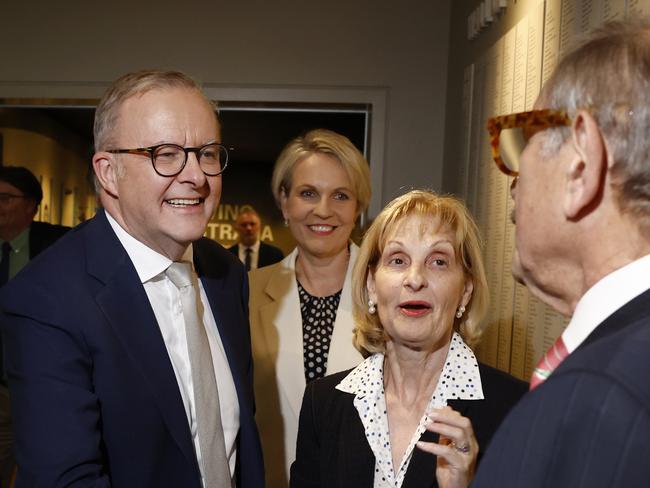 Prime Minister Anthony Albanese, Tanya Plibersek, Envoy for anti-Semitism Jillian Segal and Executive Council of Australian Jewry deputy president Robert Goot. Picture: Richard Dobson