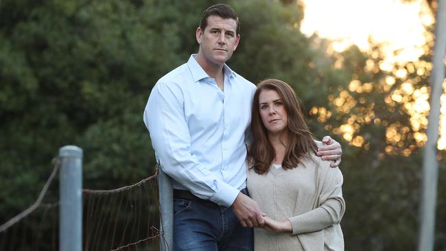 Australias most decorated Afghanistan veteran Ben Roberts-Smith with his wife Emma, on the Sunshine Coast. Picture: Lyndon Mechielsen