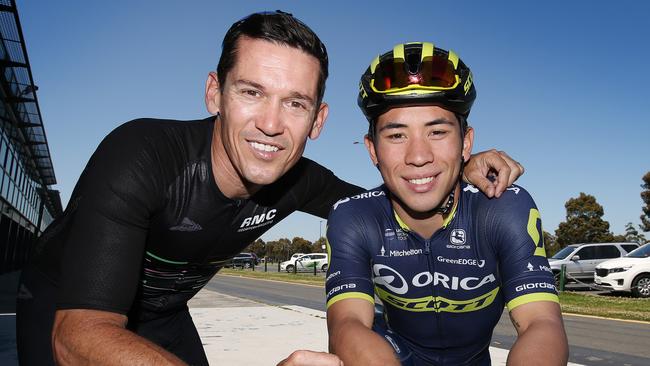 Robbie McEwen with Caleb Ewan. Picture: Michael Klein.