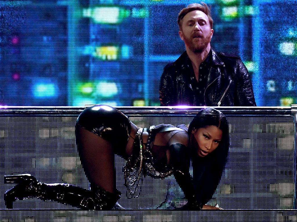 David Guetta, pictured here with Nicki Minaj, sees a future for generative AI in music. Picture: Ethan Miller/Getty Images/AFP