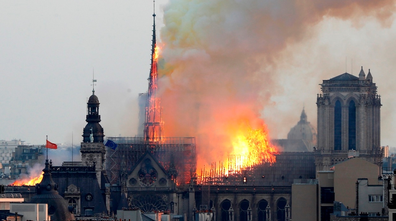 Notre Dame Cathedral in Paris goes up in flames