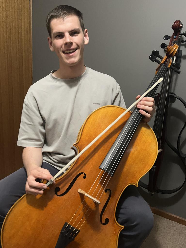 Kings Baptist Grammar School graduate Evan Mewett playing cello. Picture: Supplied