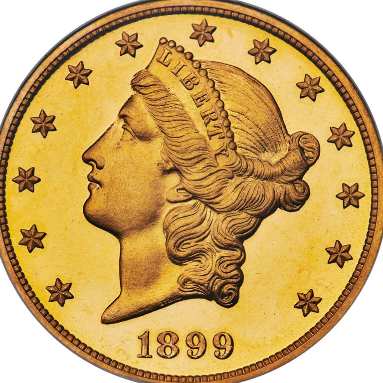 A rare 1899 double eagle $20 gold coin sold for A$729,600. Picture: Heritage Auctions.