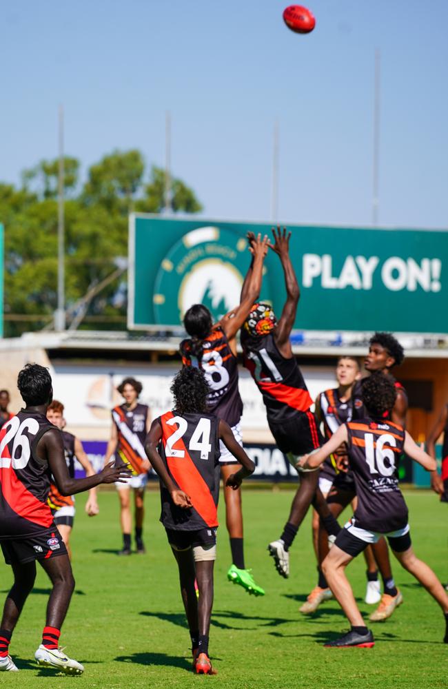 Eleven of the top junior NT footy juniors are down in Melbourne taking part in a Talent Pathways program. Picture: AFLNT Media.