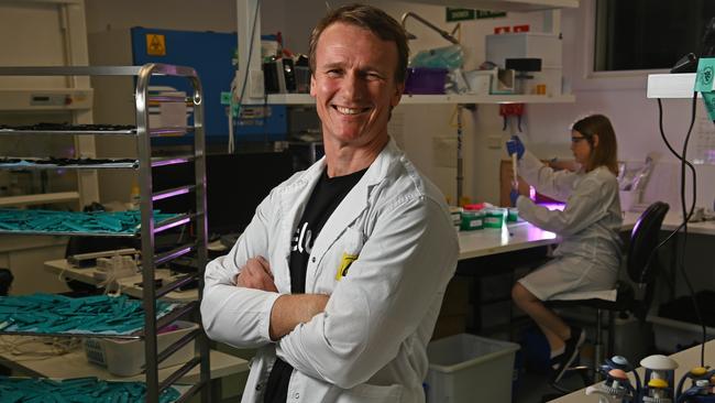 Ellume chief executive and founder Sean Parsons in the company’s lab in East Brisbane. Picture: Lyndon Mechielsen