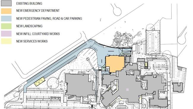 A plan showing where the new emergency department will be located. Source: Supplied