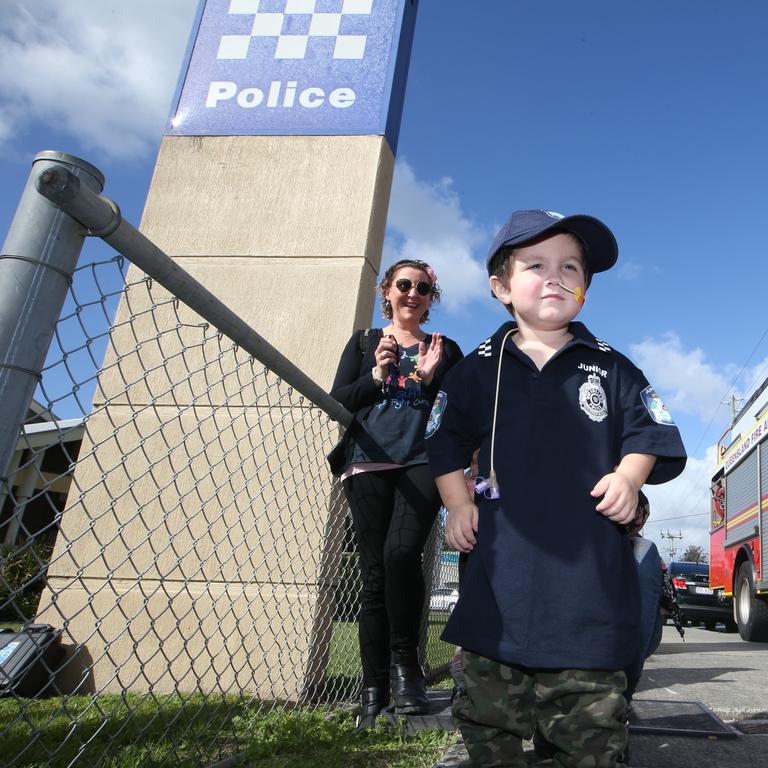 Junior police recruit Slater Clifton reporting for duty! Picture: Glenn Hampson