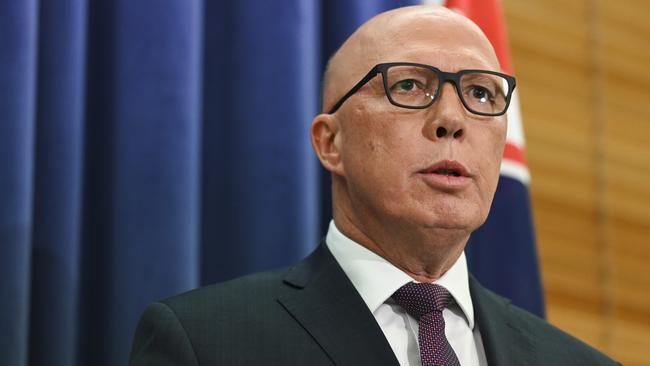 Leader of the Opposition Peter Dutton announced the Coalition will oppose the Voice. Picture: NCA NewsWire / Martin Ollman