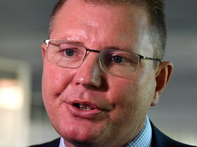 Liberal member for Reid Craig Laundy speaks to the media at Parliament House in Canberra, Monday, October 22, 2018. (AAP Image/Mick Tsikas) NO ARCHIVING