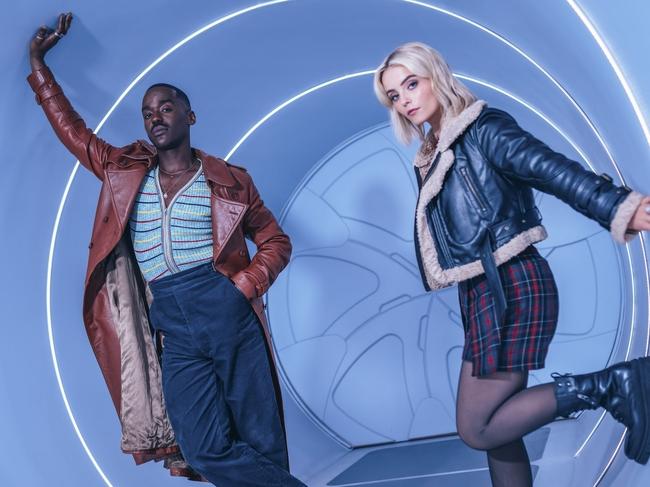 The Doctor (Ncuti Gatwa) and  Ruby sunday (Millie Gibson) in 2024 TV series Dr Who, Disney+/BBC Studios. Picture: Jamess Pardon/Bad Wolf/BBC Studios