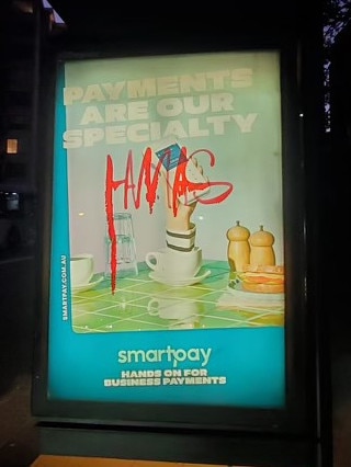 Pro-Hamas graffiti sprayed in Bondi and the eastern suburbs.