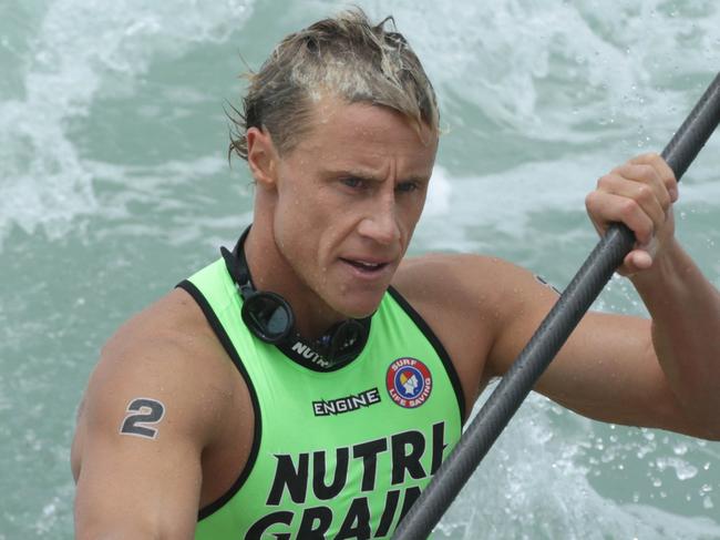 Ironman Matt Bevilacqua competing at Manly Beach in the IronMan Series on 17 December 2022. Photo: Surf Life Saving Australia