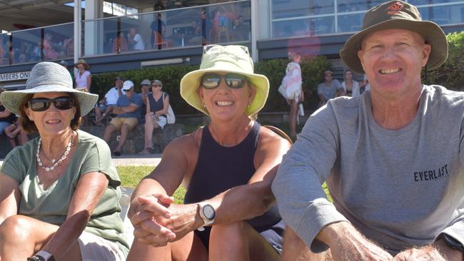 Robin, Judy and Paul Stitt at day two of the Senior and Masters division of the 2023 Queensland Surf Life Saving Championships at Mooloolaba. Photo: Elizabeth Neil