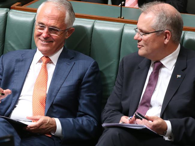 PM Malcolm Turnbull and Treasurer Scott Morrison have been busy selling their 2016 Budget to voters this week, with superannuation a hot topic. Picture: Kym Smith