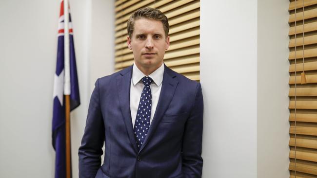 20180522: The Australian: NEWS: CANBERRA: West Australian Liberal MP for Canning Andrew Hastie in his office at Parliament House in Canberra. Photo by Sean Davey.