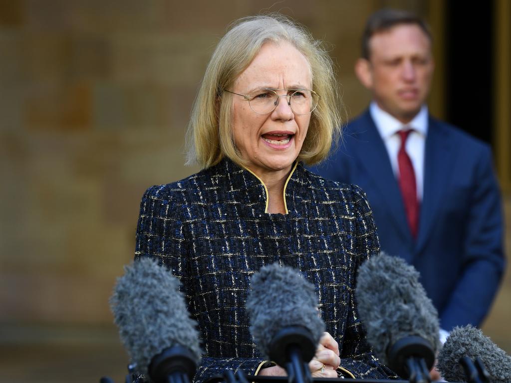 Queensland chief health officer Jeannette Young says the decision not to allow a woman to attend a funeral but have a private viewing alone afterwards was about ‘exposure to other people’. Picture: AAP Image/Dan Peled