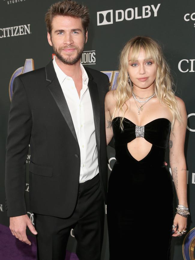 Liam and Miley in 2019. Picture: Jesse Grant/Getty