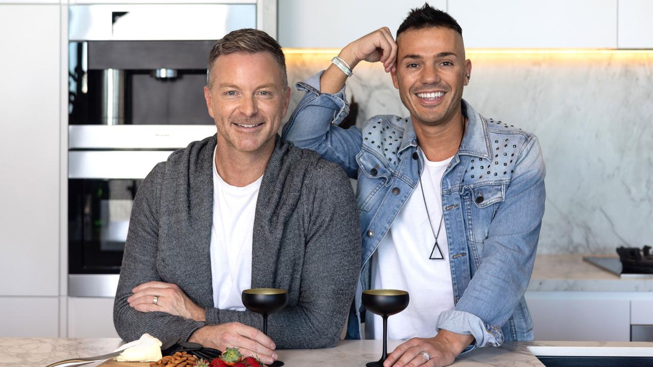 Tim Campbell and Anthony Callea are back for the second edition of Celebrity Gogglebox Australia. Picture: Foxtel