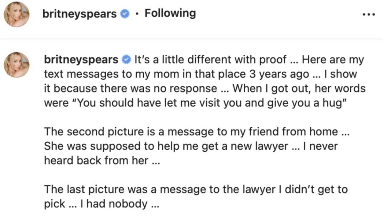 Spears later deleted the post.