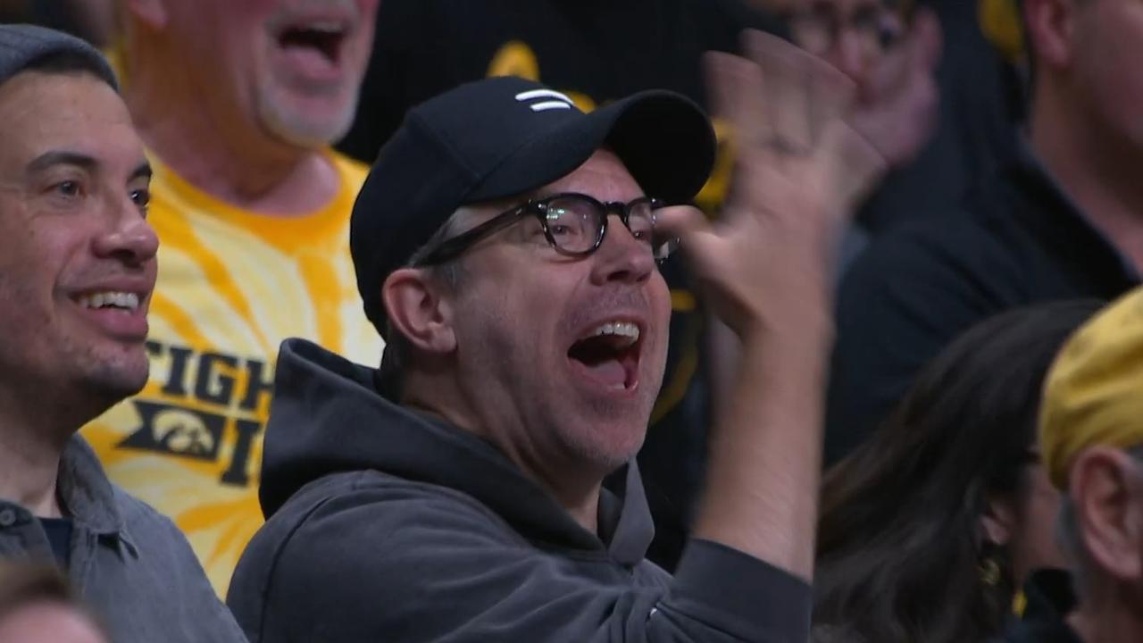 Jason Sudeikis was loving it as Caitlin Clark went berserk. Photo: ESPN.