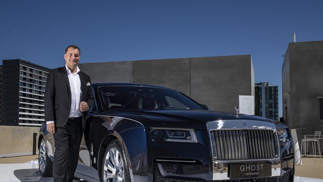 Rolls-Royce Brisbane Brand Manager Andrew Jackson at the Rolls-Royce Ghost reveal at The Calile Hotel today. Picture: Mark Cranitch.