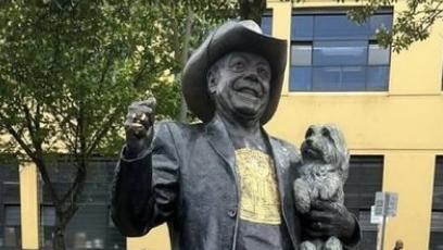 The Molly Meldrum statue in Wangaratta Street Park, Richmond, has been vandalised again. Unknown people tried to dig it up - or maybe topple it over - sometime around the end of September/start of October.The City of Yarra removed the statue after the vandalism was discovered and it is still under repair. It is hoped the statue will be back in place before Christmas.This picture shows the damage done by the unidentified diggers.Picture: Instagram