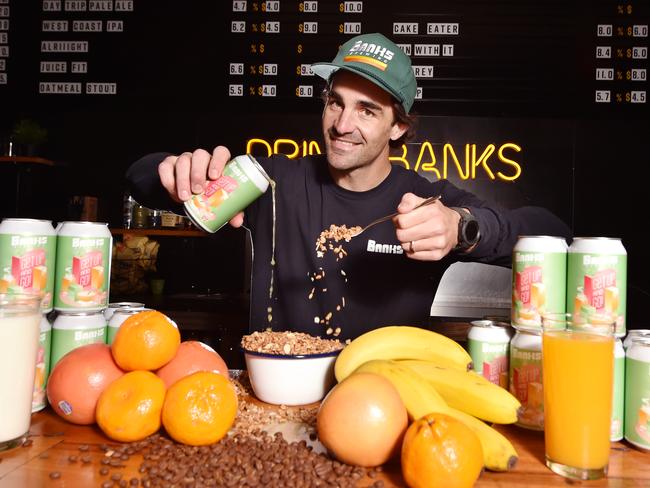 Chris Farmer of Banks Brewing has created a Get Up and Go kettle sour beer that tastes like coffee, smoothie, fruit salad, cereal and shake at once. Picture: Nicki Connolly