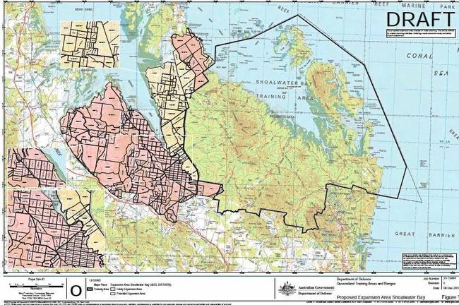 A map showing the Shoalwater Bay Military Training Area expansion zone