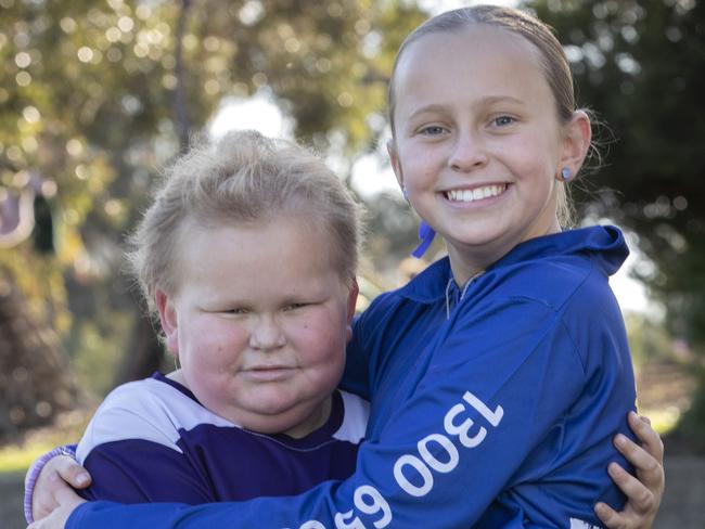 George 9 and Arabella McNees 11.  Howrah Primary School students will lead other students in a 24 minute walk - a smaller version of the Cancer Council's Relay for Life.  Picture: Chris Kidd