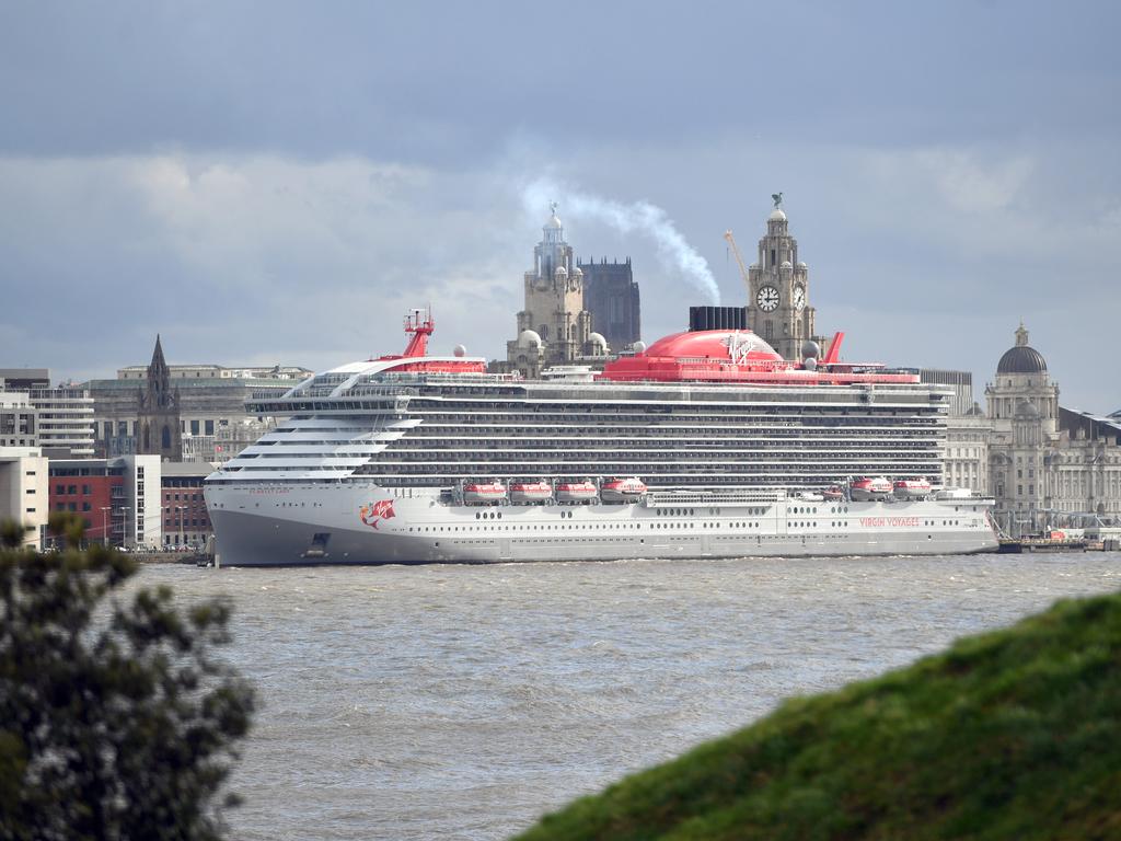 Virgin Voyages’ new cruise ship Scarlet Lady at port in Liverpool, England. Picture: Anthony Devlin/Getty Images for Virgin Voyages