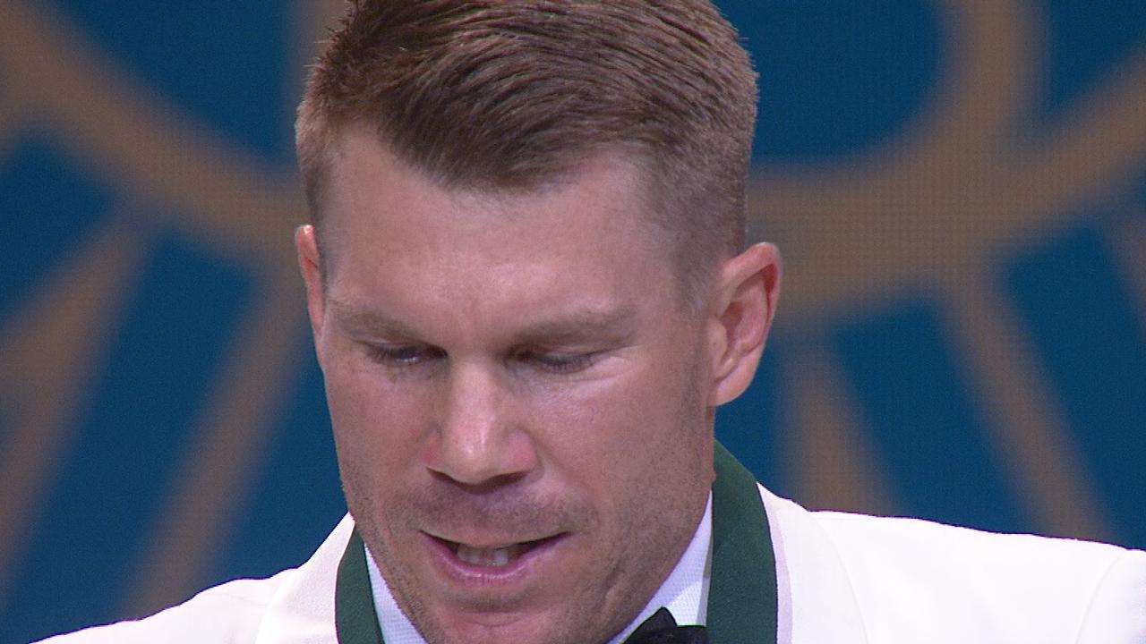 David Warner was in tears after winning the AB Medal.