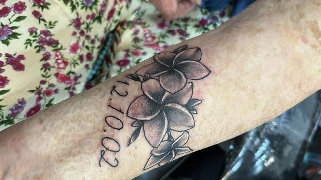 Therese got a tattoo on her trip back to Bali in 2022, to remind herself that “life goes on”. Picture: Supplied