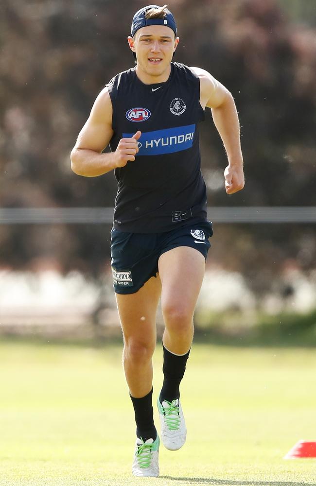 Carlton’s Patrick Cripps at Blues training at Princes Park.