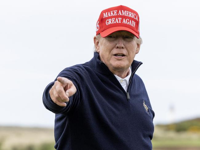 Donald Trump in Scotland during the New York civil trial. Picture: Robert Perry (Getty Images)