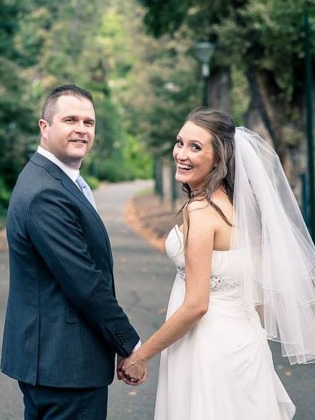 Elizabeth Kelly with husband Aj on their wedding day. Picture: Facebook