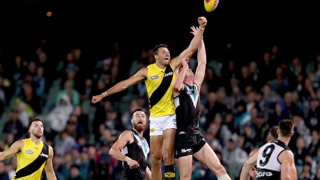 The Nank’s ruck work against Port Adelaide was some of the finest of his career. Picture: AFL Photos/Getty Images