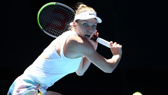 Romania’s Simona Halep downed Yulia Putintseva of Kazakhstan in just over an hour. (AAP Image/Rob Prezioso)